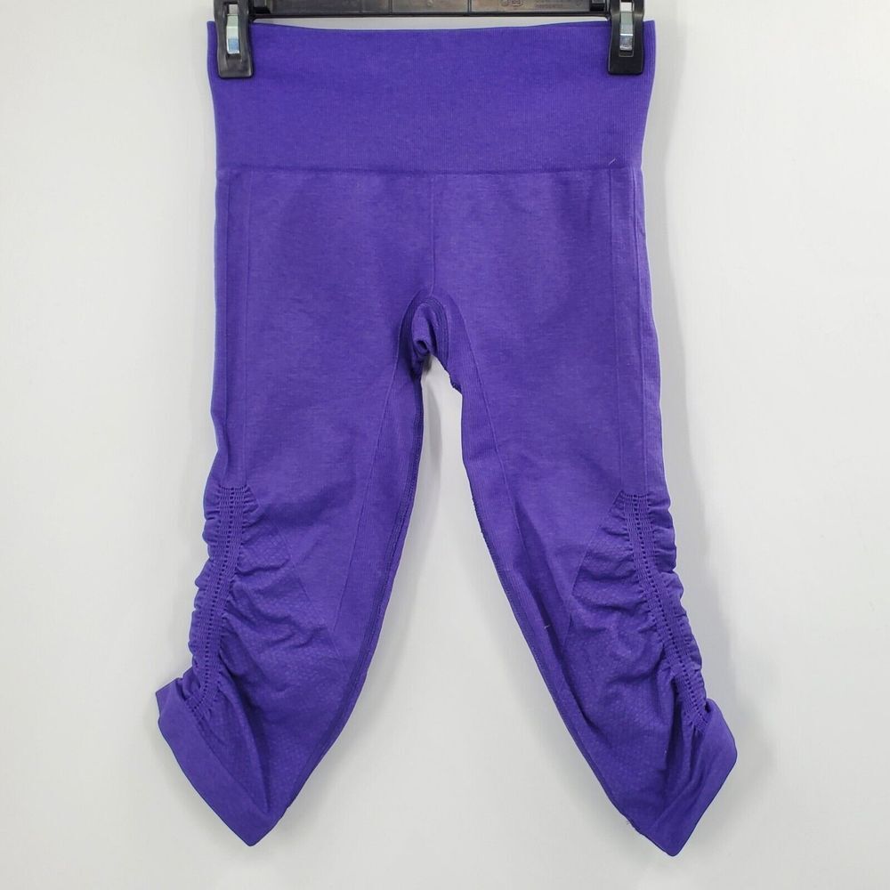 Women's Lululemon Blue In The Flow Crop Leggings Seamless Running‎ Yoga Size 4